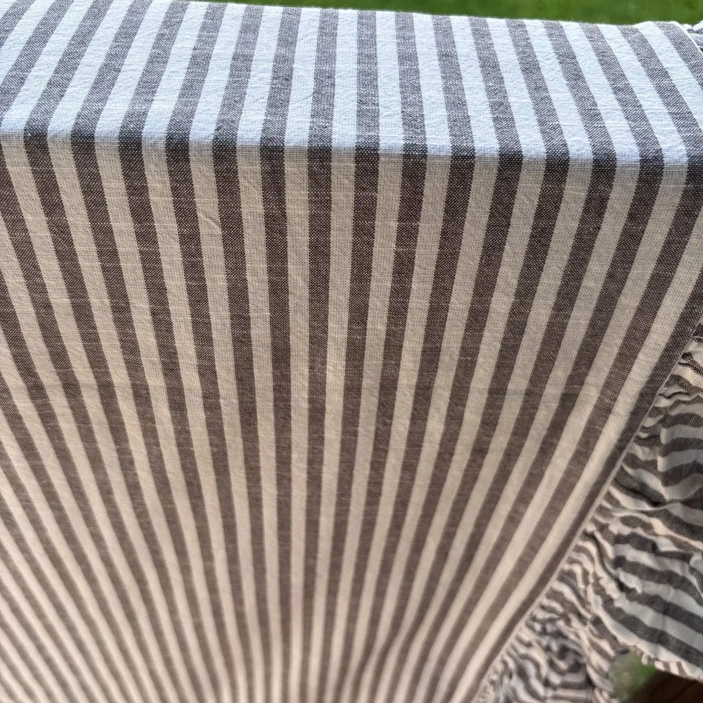 Pottery Barn Emily & Meritt Ruffle Stripe Duvet Cover Twin Gray Coastal Cotton